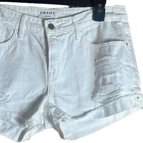 Frame Denim Le Grand Garçon Short Blanc Pike White Cotton Shorts Size 26 📦 - Picture 9 of 10